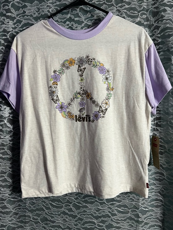 Levi's Tops - Levi’s Purple Peace Sign ☮️ Crop Top Tee NWT Size Large
